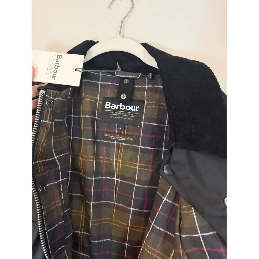 BARBOUR ASHBY WAX JACKET Black Men's Size Large NWT $400